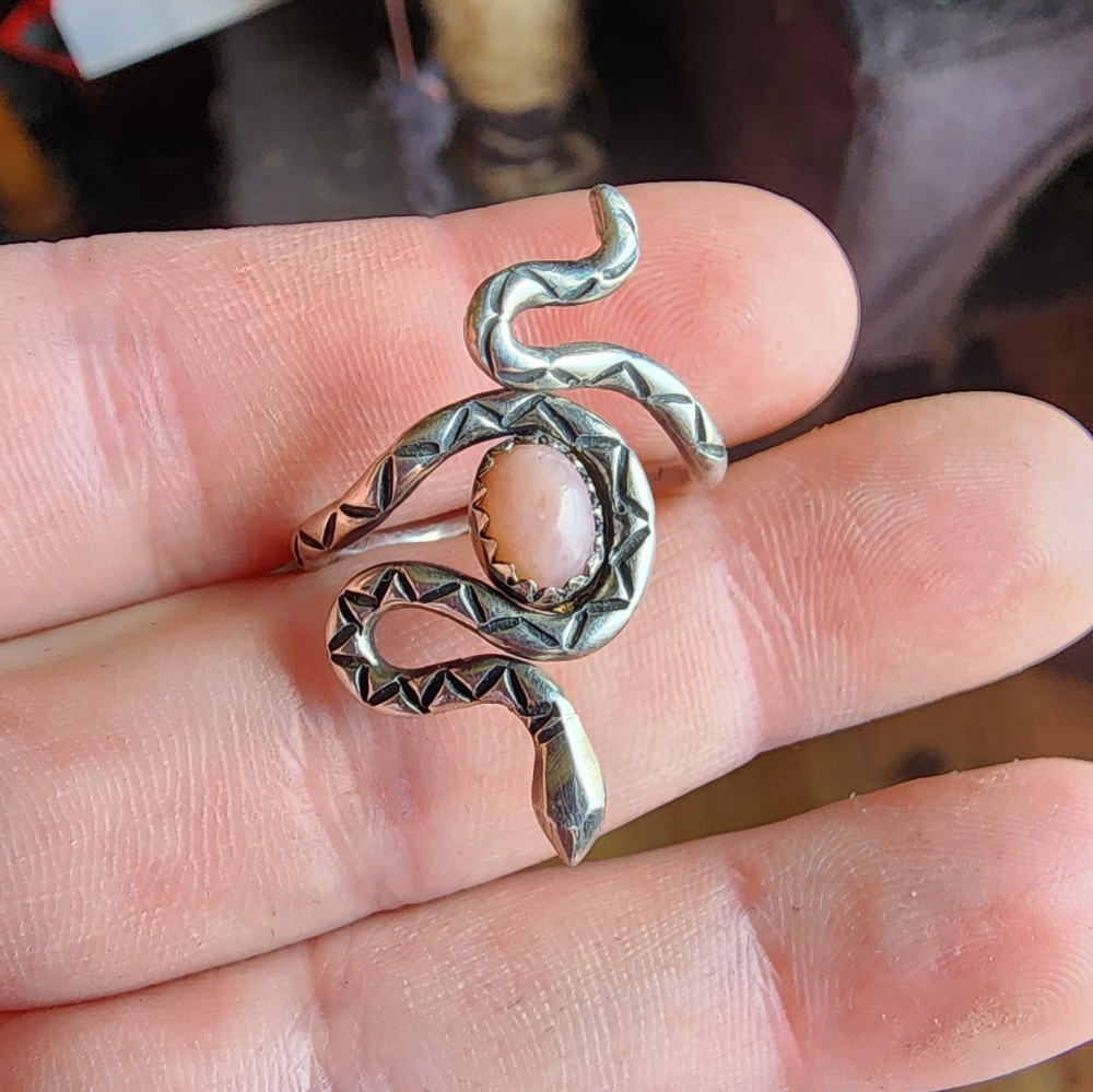 Pink Opal Snake Ring